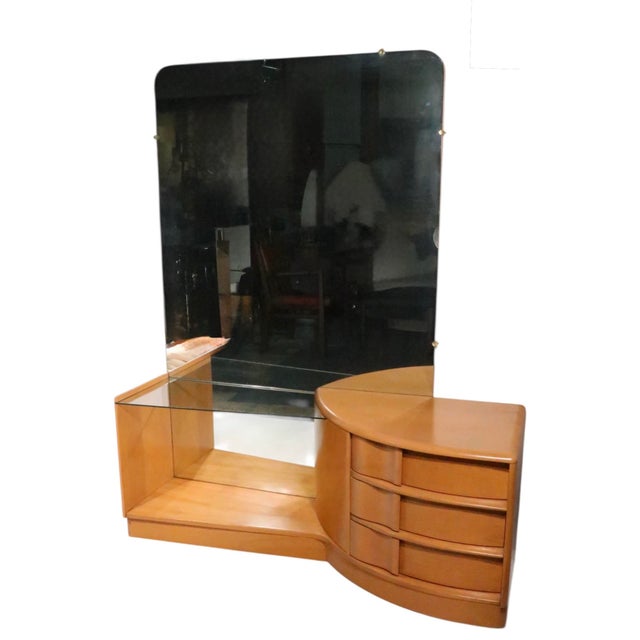 Mid 20th Century Heywood Wakefield Sculptura Vanity With Stool For Sale In New York - Image 6 of 14