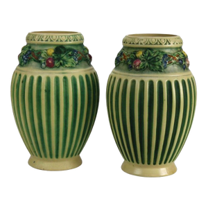 Pair Roseville Corinthian Pottery Vases C1930