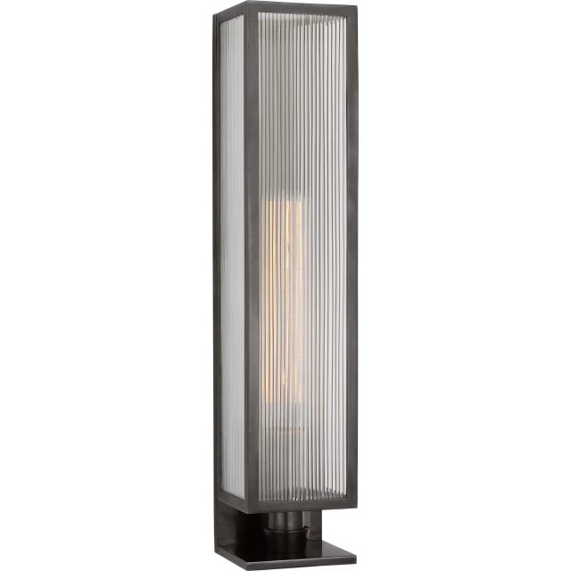 Barbara Barry for Visual Comfort Signature York 24" Single Box Sconce in Bronze with Clear Ribbed Glass For Sale
