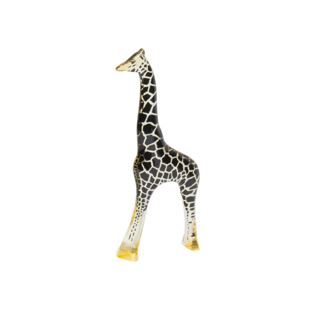 A lucite giraffe figurine designed by the Brazilian artist Abraham Palatnik (1928-2020). This giraffe figurine is covered...
