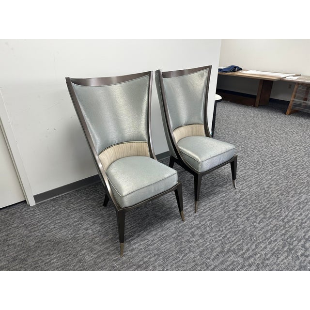 Modern Pair of Caracole "Collar Up" King & Queen Chairs For Sale - Image 3 of 9