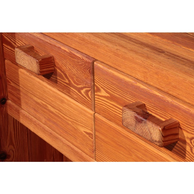 Wood Brutalist Scandinavian Pine Cabinet by Hans Frydendal, 1970 For Sale - Image 7 of 12