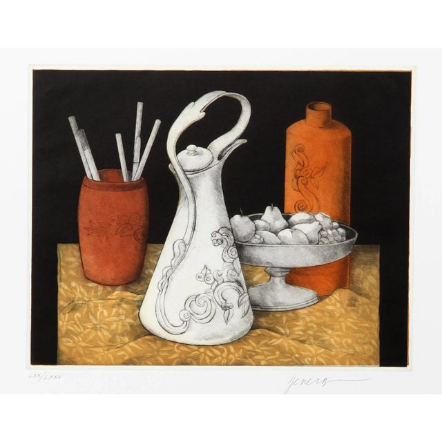 Modern Miguel Herrera, Still Life With Fruit and Pitcher, Etching and Aquatint For Sale - Image 3 of 3