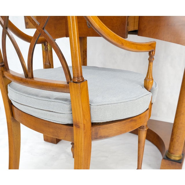 Tangerine Burl Wood Biedermeier Dressing Table Mirror Matching Chair Cane Seat Mint! For Sale - Image 8 of 18