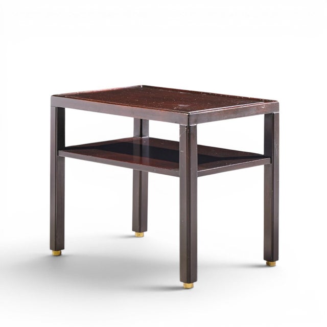 Edward Wormley for Dunbar Mid Century Mahogany and Brass Side End Tables - Pair For Sale In Chicago - Image 6 of 12