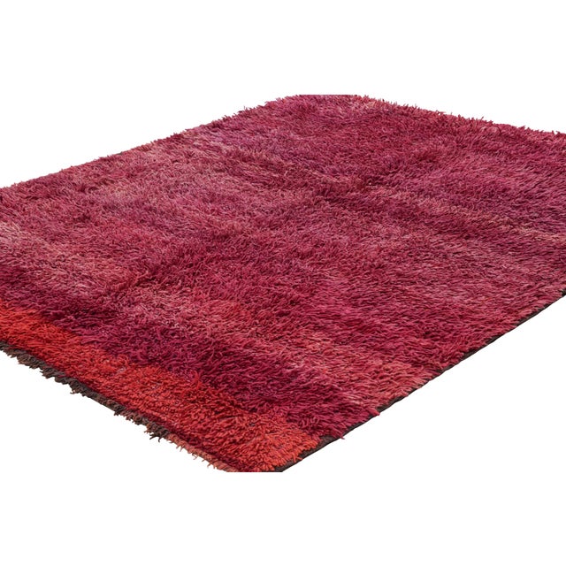 Rug & Kilim Vintage Moroccan Rug in Magenta With High Pile - Rug & Kilim For Sale - Image 4 of 7