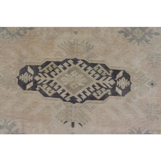 Vintage Oushak Rug From Turkey With Navy Blue and Floral Medallion's 4'7 X 7'0 For Sale - Image 4 of 10
