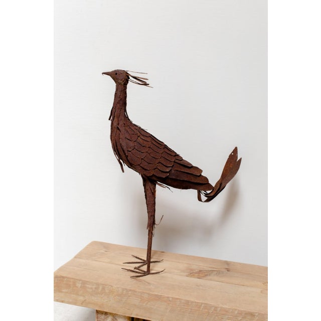 Mid-Century Modern Vintage Heavy-Gauge Metal Peacock For Sale - Image 3 of 3