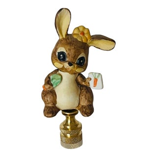 1960s Cute Buny Rabbit Porcelain Lamp Finial For Sale