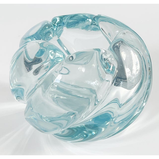 Contemporary Stella Polaris Light Blue Crystal Vase for Orrefors Sweden by Vicke Lindstrand C1940s For Sale - Image 3 of 5