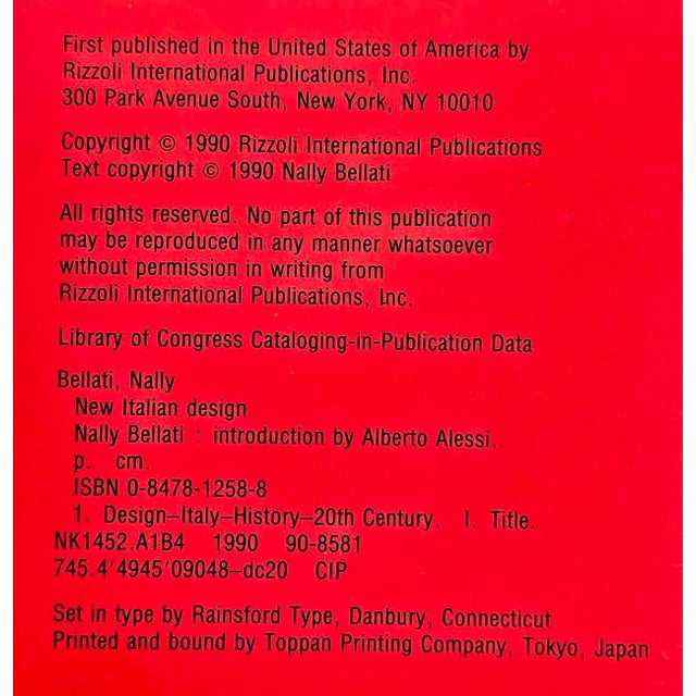 1990 Design Book, "New Italian Design" by Nally Bellati, Introduction by Alberto Alessi For Sale - Image 13 of 13