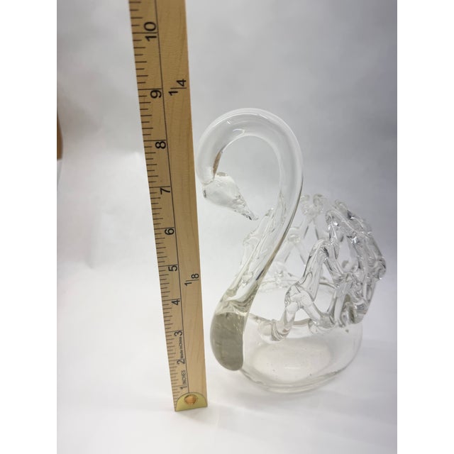 Vintage Mid-Century Modern Murano Style Clear Blown Glass Swan Figurine / Trinket Dish For Sale - Image 6 of 6