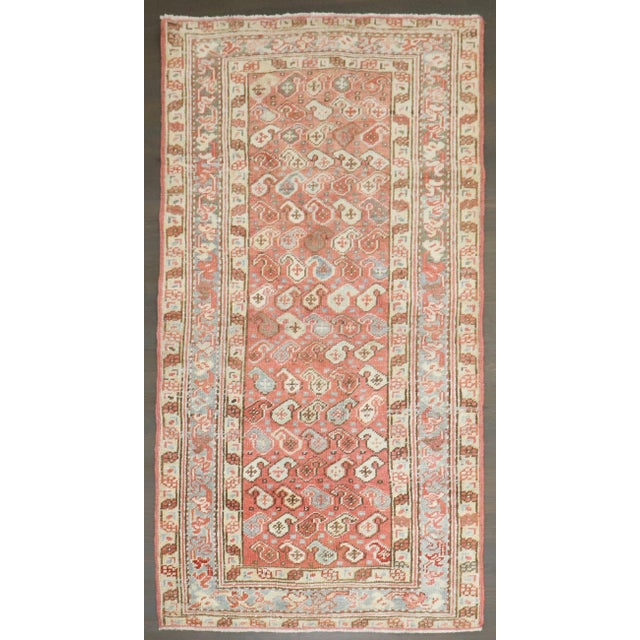 Antique Zabihi Collection Persian Heriz Small Geometric Rug - 2'11" x 5'4" For Sale - Image 4 of 8