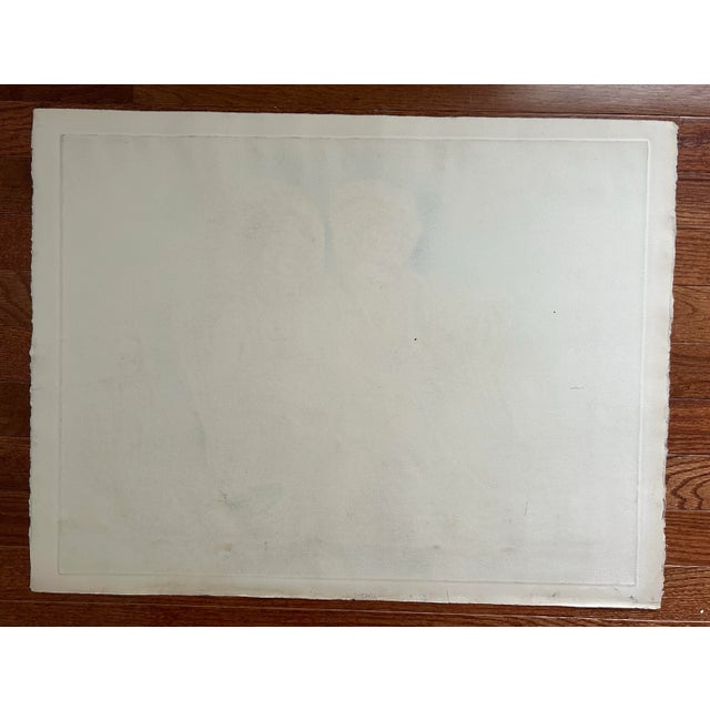 Large Vintage Original Hand Colored Etching of a Man and Woman in Car For Sale In Philadelphia - Image 6 of 6