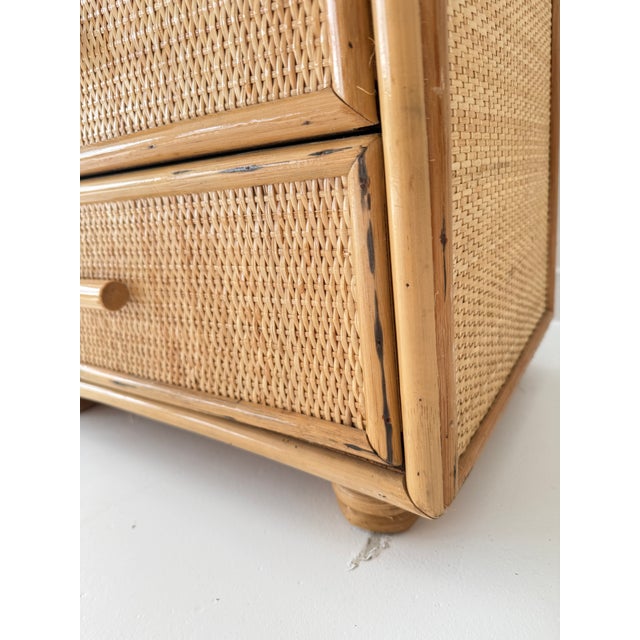 Mid-Century Modern Vintage Rattan Wicker 6-Drawer Dresser, 1960s For Sale - Image 3 of 12