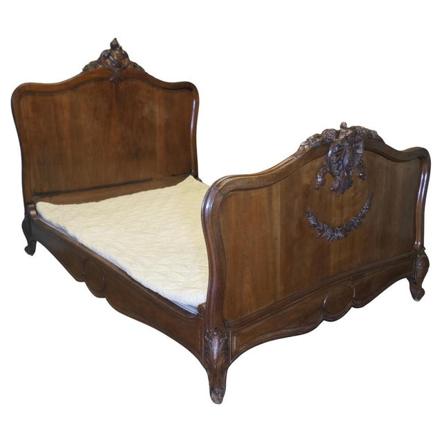 Louis XV French Golden Walnut Bed For Sale - Image 10 of 10