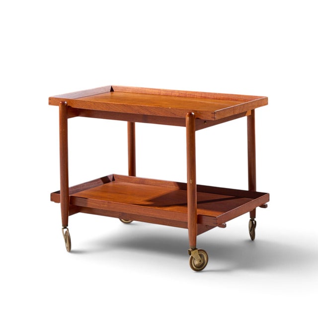 Mid-Century Modern Poul Hundevad for Vamdrup Mid Century Danish Teak Expanding Bar Cart For Sale - Image 3 of 10