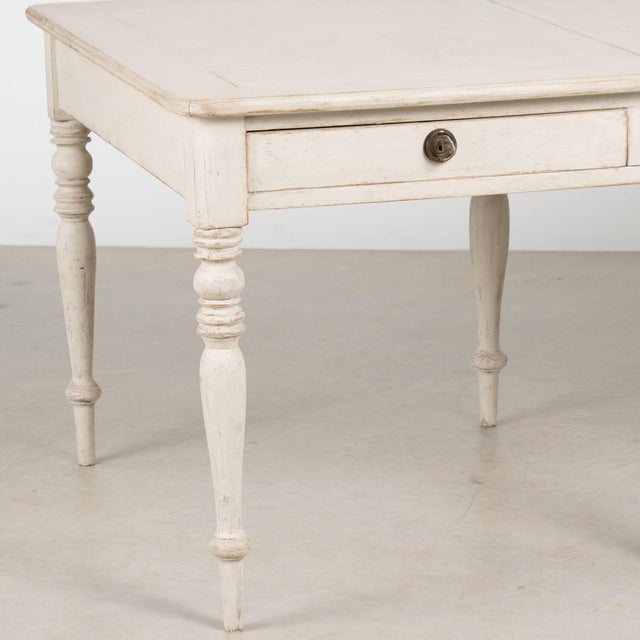 19th Century Swedish Antique White Painted Partners Desk Writing Table For Sale - Image 11 of 18