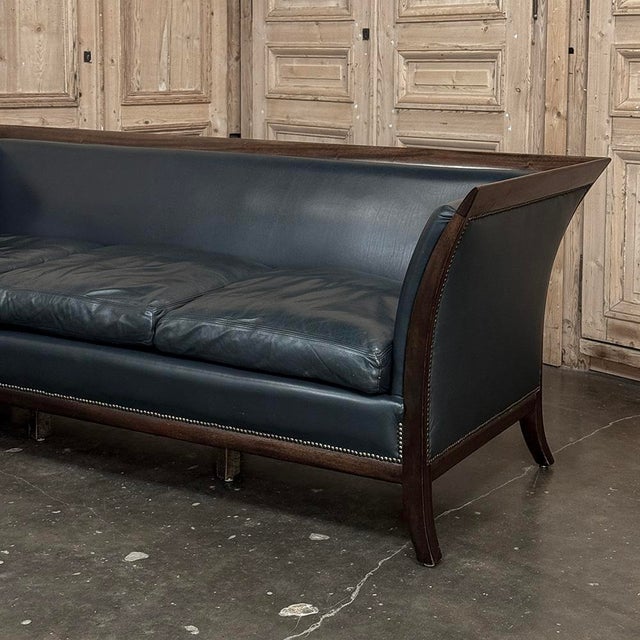 Ebony French Directoire Style Mahogany and Leather Canapé ~ Sofa For Sale - Image 8 of 18