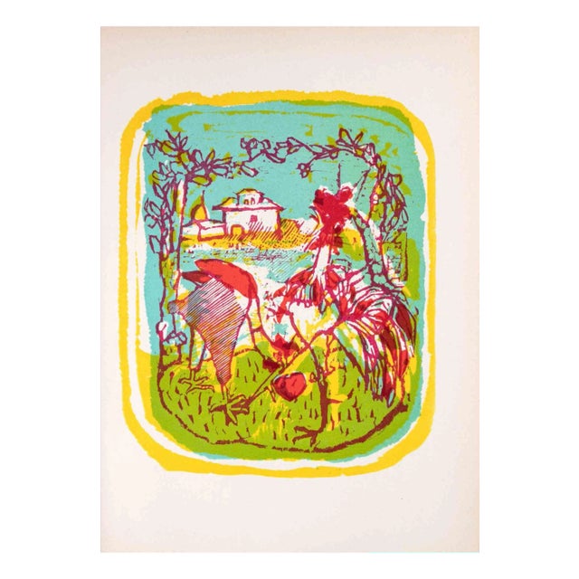 Mino Maccari, The Wake, Original Linocut, 1951 For Sale