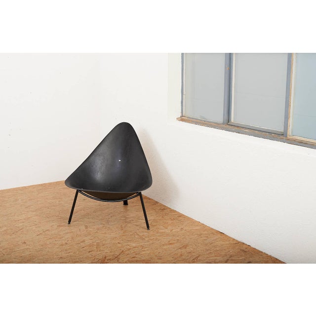 Tripod Easy Chair in Black Tubular Steel and Black Fiberglass Seat Shell by Ed Mérat for Unbekannt, 1958 For Sale - Image 12 of 14