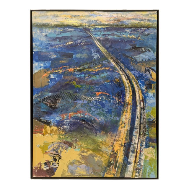 Buckman Bridge, Abstract Expressionist, Mixed Media on Canvas, Marsha Glazière For Sale