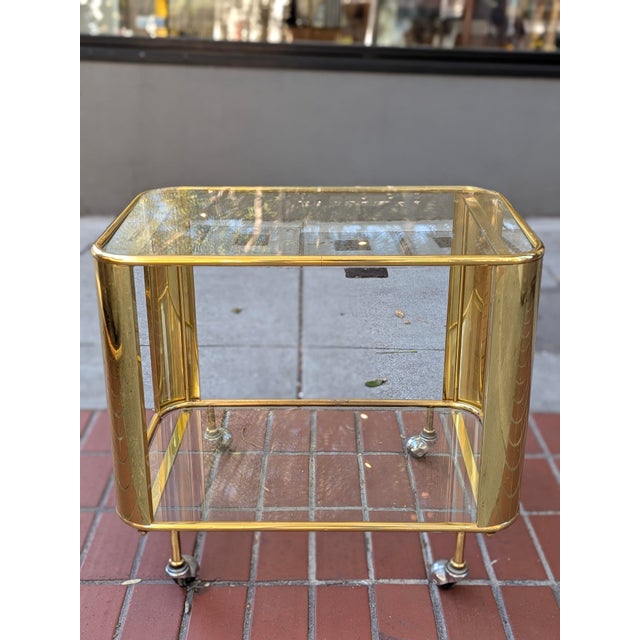 Brass Vintage Two-Tier Bar Cart With a Tubular Brass For Sale - Image 8 of 11