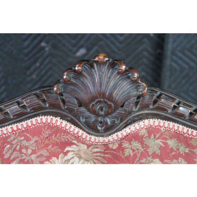 Antique Victorian Carved Mahogany Baroque Rococo Fauteuil Parlor Armchair For Sale - Image 12 of 14