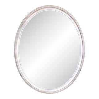 Italian Mid Century Silver Leaf Oval Mirror For Sale