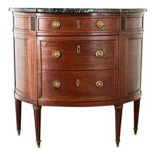 French Louis XVI Mahogany Demilune Commode For Sale