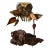 Mid-Century Modern Brutalist Metal Owl Burl Wood Base Sculpture in the Style of Curtis Jere For Sale