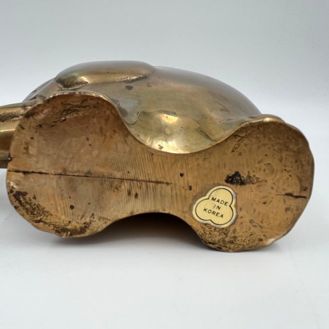 Mid-Century Brass Elephant Bookend or Doorstop Sculptures Made in Korea - A Pair For Sale - Image 11 of 11