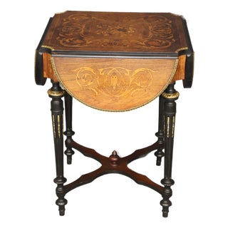 19th C Edwardian Flip Top Napkin Ebonized CardTable For Sale
