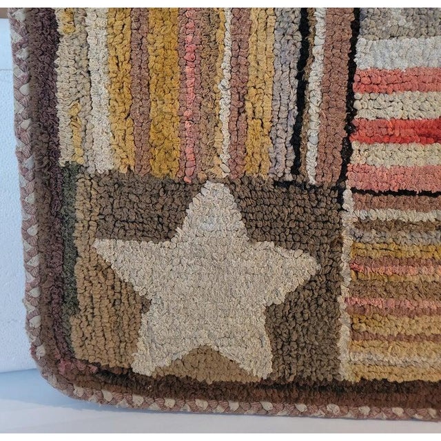 19th C American Flag and Stars Hand Hooked Rug For Sale In Los Angeles - Image 6 of 9