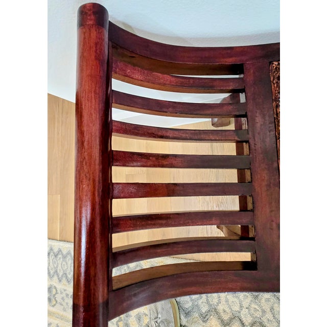 Vintage Roman-Style Mahogany Curule Bench With Hand-Caned Seat, 32" For Sale In Dallas - Image 6 of 12