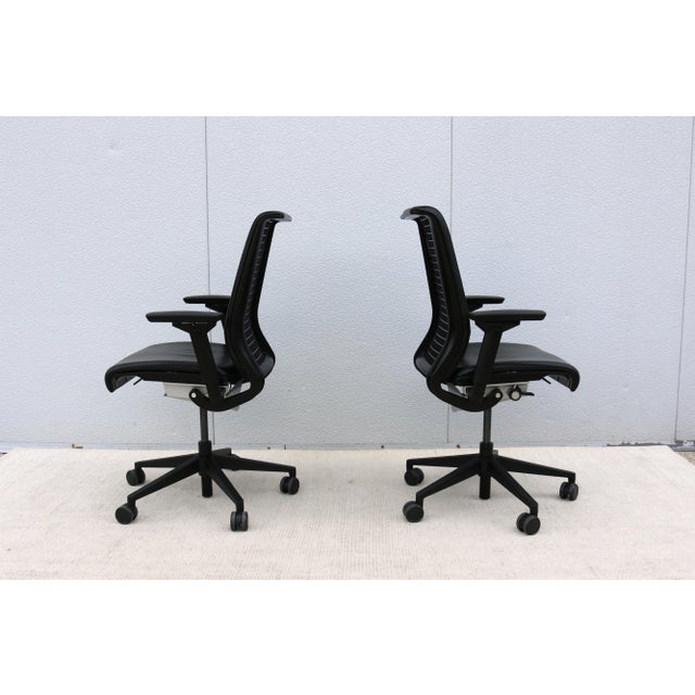Steelcase Think Ergonomic Executive Desk Chair in Black Leather, Fully Adjustable For Sale - Image 10 of 18