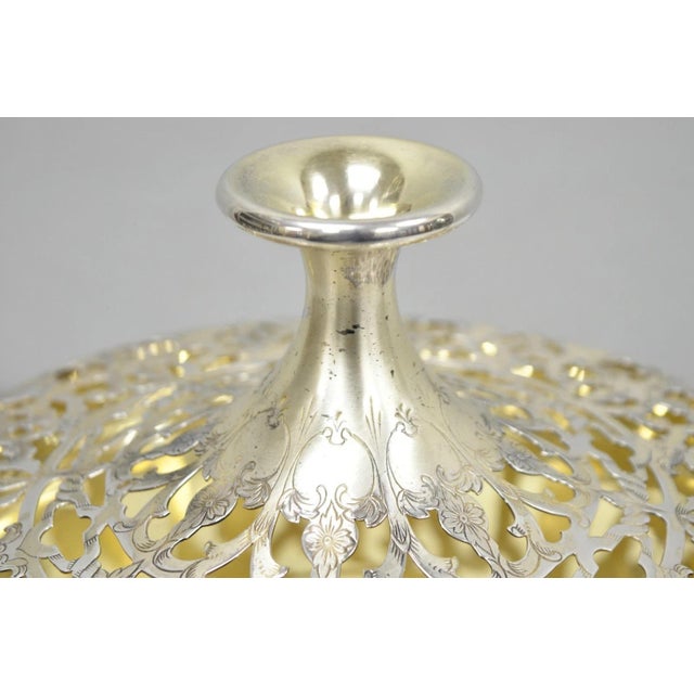 Vintage Victorian Silver Plated Flower Frog Flower Arranger Vase W Pedestal Base For Sale - Image 11 of 16