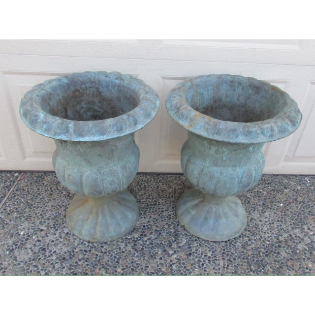 Pair of Antique French Copper Urns For Sale In San Francisco - Image 6 of 17