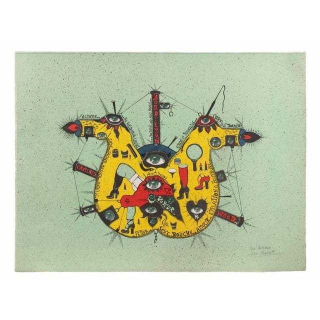 Screen print realized by Guy Harloff in 1970s. Hand signed and dedicated. Artist proof aside of the edition of 100. Very...