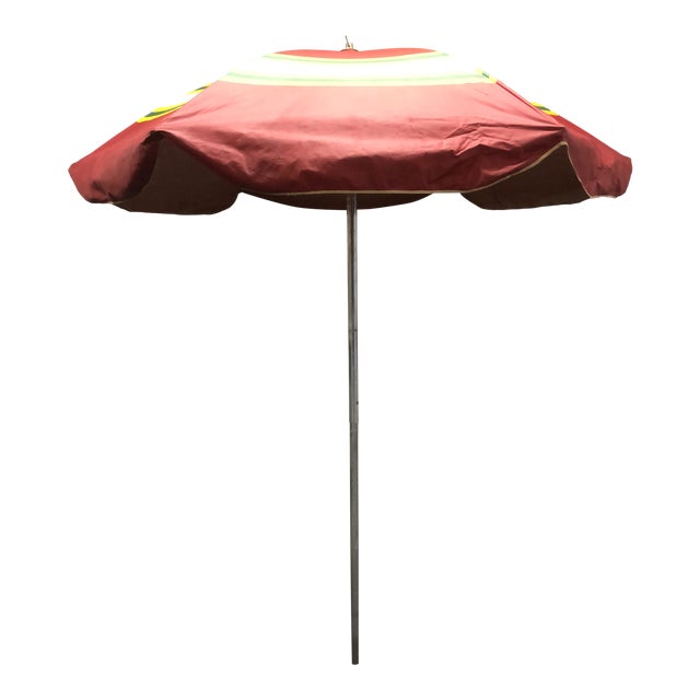 Vintage Mid Century Modern Red Vinyl Patio Umbrella Chairish