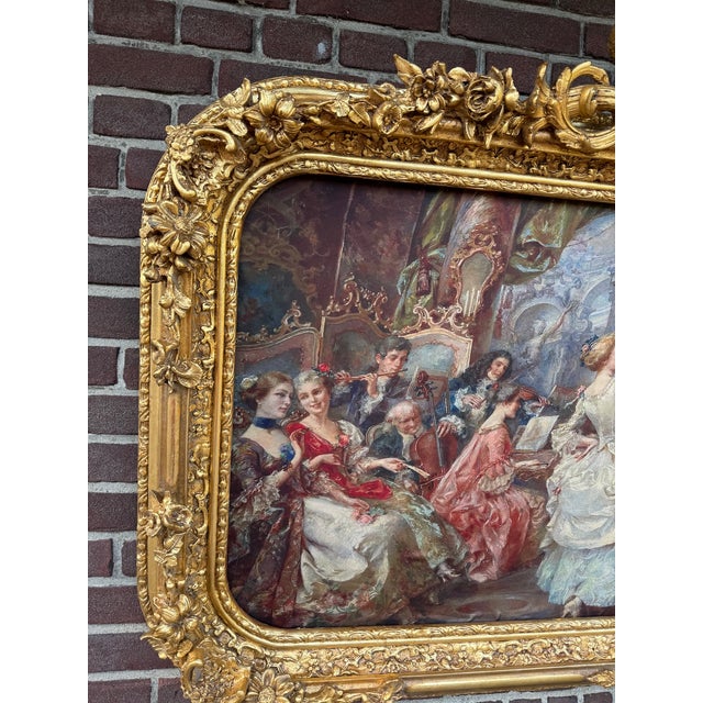 Rococo 1960s Italian Rococo Gold Beech Textile Wall Art Panel For Sale - Image 3 of 12