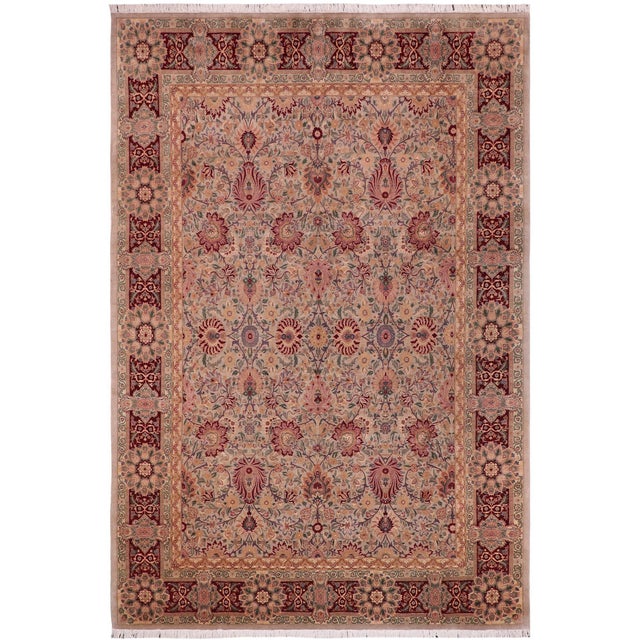Art Nouveau Pak-Persian Taupe/Maroon Wool Rug - 8'10'' X 12'7'' For Sale - Image 9 of 9
