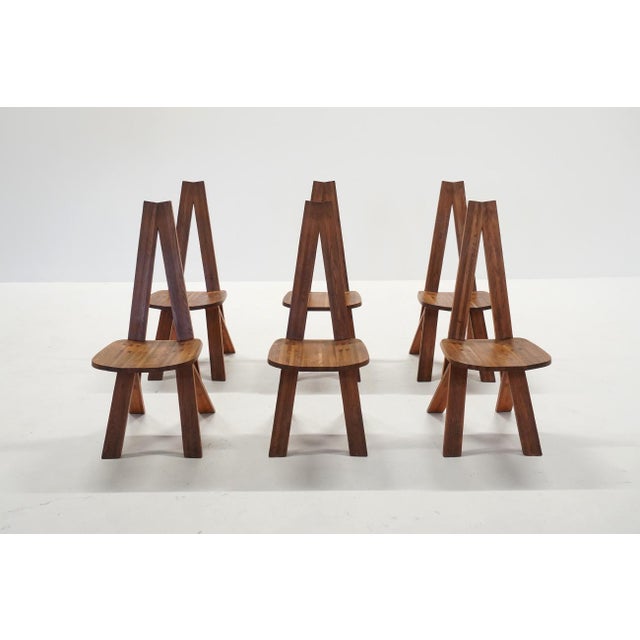 1970s Vintage S45 Chlacc Dining Chairs by Pierre Chapo, 1970s, Set of 6 For Sale - Image 5 of 10