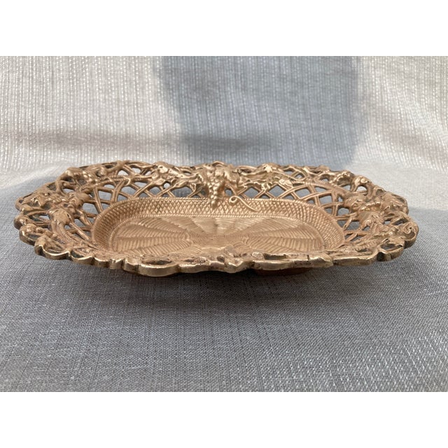 Antique Polished Bronze Reticulated Dish Catchall For Sale - Image 4 of 11