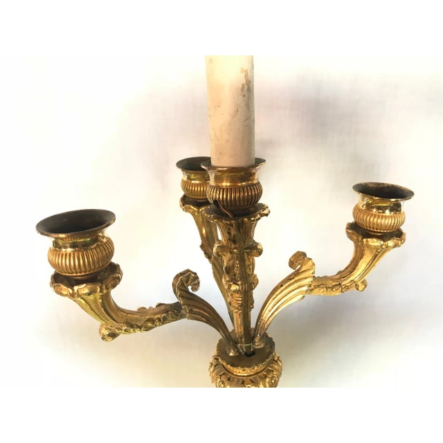Empire Doré Bronze Candelabra Lamp Having a Patinated Woman Mounted as a Lamp For Sale - Image 10 of 13