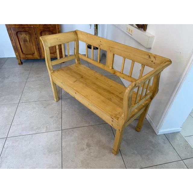Wood Art Nouveau Kitchen Bench in Spruce For Sale - Image 7 of 11