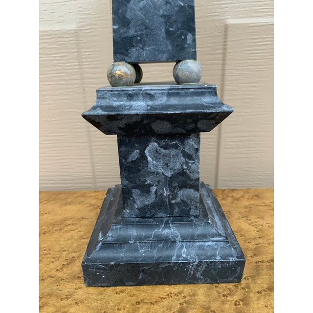 Neoclassical Grand Tour Solid Marble Blue Obelisk With Dramatic Veining For Sale In South Bend - Image 6 of 10