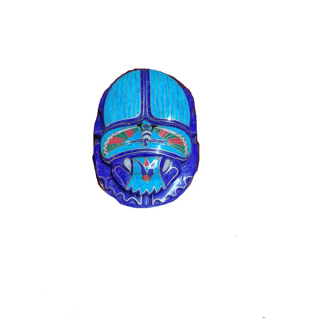 Traditional Royal Handmade Egyptian Pharaonic Scarab - Lapis & Turquoise Inlay For Sale - Image 3 of 9