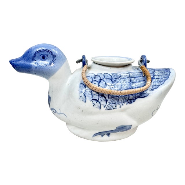 Vintage Chinoiserie Style Duck Teapot For Sale