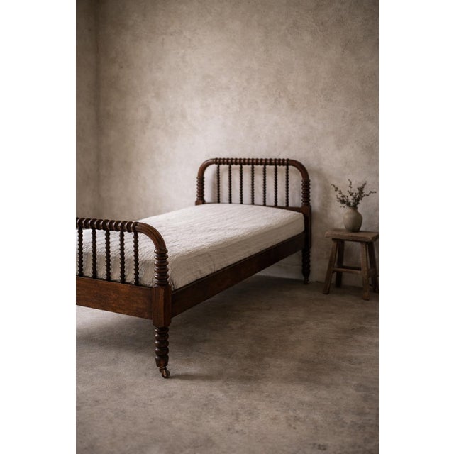 Antique Spool-Turned Twin Bed Frame With Original Casters – Late 19th Century Bobbin Bed, Solid Wood Cottage Americana For Sale - Image 4 of 8